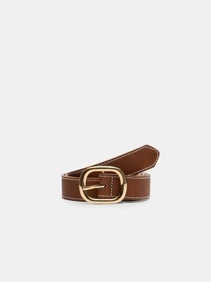 Stradivarius Pasek ze stębnówką  Beżowy