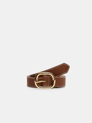 Stradivarius Pasek ze stębnówką  Beżowy