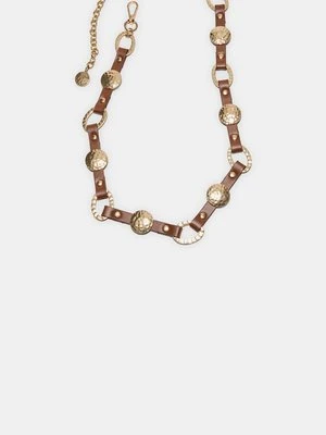 Stradivarius Pasek ze sztucznej skóry z metalowym elementem  Brązowy