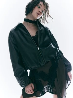 Stradivarius Pikowana bomberka ze sztucznej skóry  Brązowy