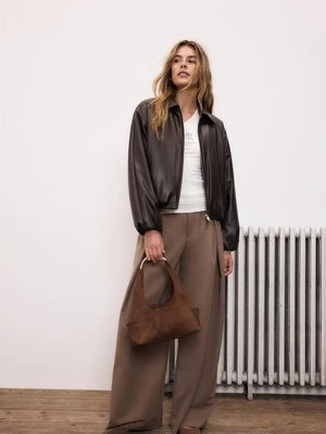 Stradivarius Pikowana bomberka ze sztucznej skóry  Brązowy