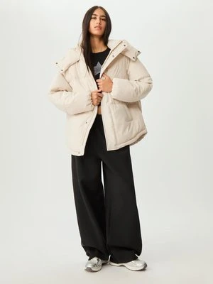 Stradivarius Pikowana kurtka oversize z Kapturem  Ecru