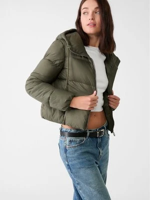 Stradivarius Pikowana kurtka z kapturem  Khaki