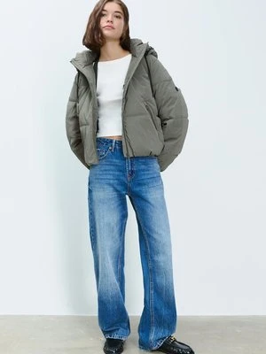 Stradivarius Pikowana kurtka z kapturem  Khaki