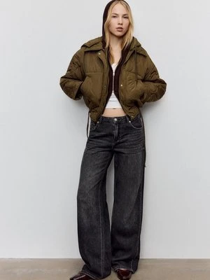 Stradivarius Pikowana kurtka z kapturem  Khaki