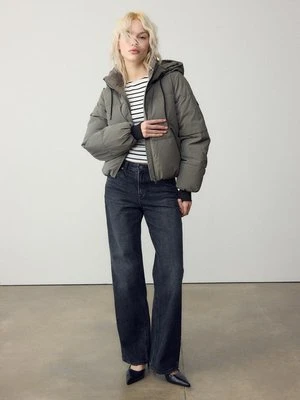 Stradivarius Pikowana kurtka z Kapturem  Khaki