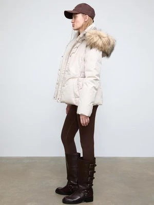 Stradivarius Pikowana kurtka z Kapturem  Szary