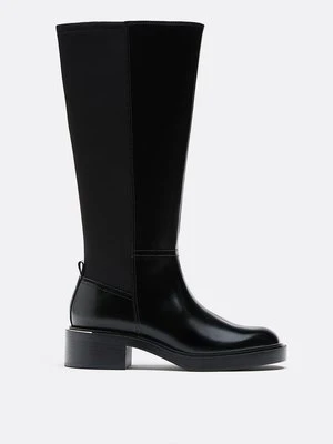 Stradivarius Płaskie buty jeździeckie  Czarny