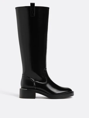 Stradivarius Płaskie buty jeździeckie  Czarny