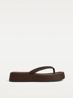 Stradivarius Płaskie sandały z tkaniny  BRĄZOWY