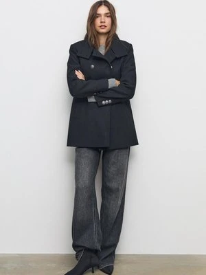 Stradivarius Płaszcz dwurzędowy  Czarny