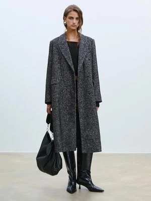 Stradivarius Płaszcz oversize w jodełkę  Czarny