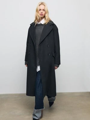 Stradivarius Płaszcz oversize z miękkiego materiału  Ciemnoszary