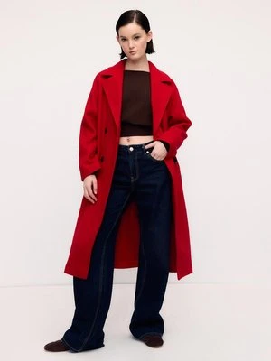 Stradivarius Płaszcz trencz o miękkiej fakturze  Czerwony