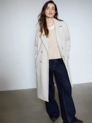 Stradivarius Płaszcz trencz o miękkiej fakturze  Ecru