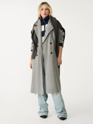 Stradivarius Płaszcz trencz o miękkiej fakturze  Popielaty