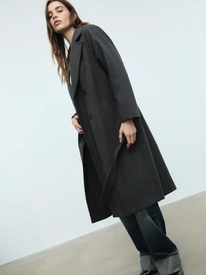 Stradivarius Płaszcz trencz o miękkiej fakturze  Szary