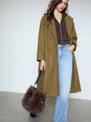 Stradivarius Płaszcz typu trencz o miękkiej fakturze  Zielony