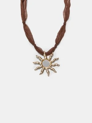 Stradivarius Pleciony naszyjnik słońce z efektem lustra  Brązowy