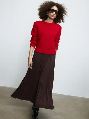 Stradivarius Plisowana spódnica midi  Brązowy