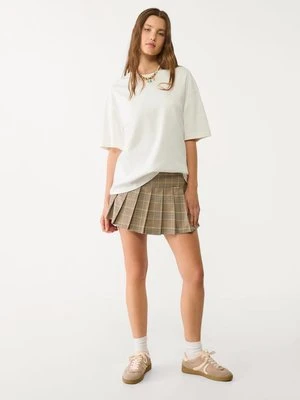 Stradivarius Plisowana spódnica mini w kratkę  Brązowy