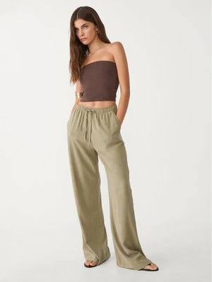 Stradivarius Płynne spodnie z lnem  Khaki