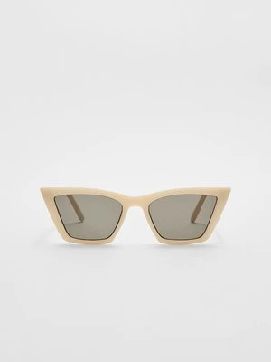 Stradivarius Podłużne okulary przeciwsłoneczne z żywicy  Ecru