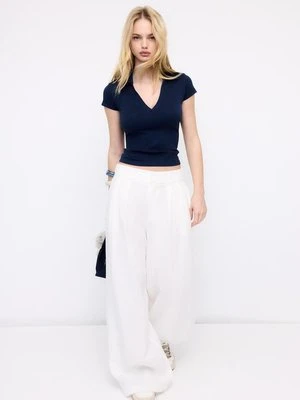 Stradivarius Podstawowa bezszwowa koszulka polo  Ciemnomorski