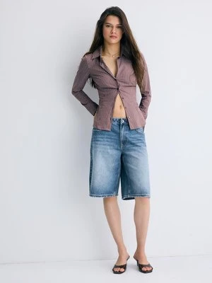 Stradivarius Podstawowa dopasowana koszula w paski  Brązowy