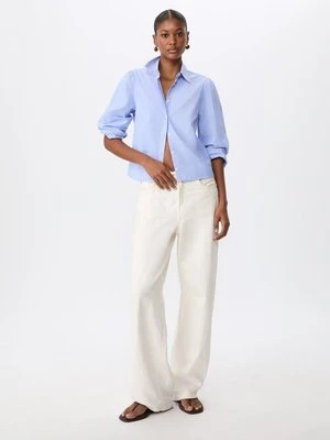 Stradivarius Podstawowa koszula popelinowa bufiasta w paski  Błękitny