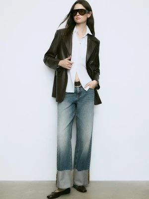 Stradivarius Podstawowa koszula z kieszenią z popeliny  Biały