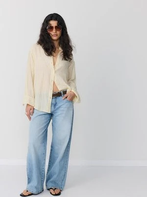 Stradivarius Podstawowa koszula z podwójnego materiału  Złoty