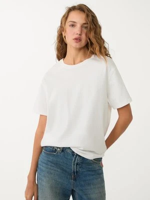 Stradivarius Podstawowa koszulka boxy heavy weight  Biały