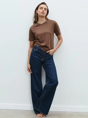 Stradivarius Podstawowa koszulka regular fit heavy weight  Brązowy