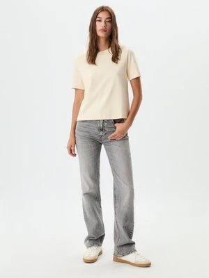 Stradivarius Podstawowa koszulka regular fit heavy weight  Żółty