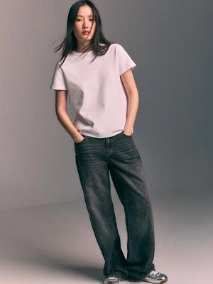 Stradivarius Podstawowa koszulka regular, miękka w dotyku  Biały