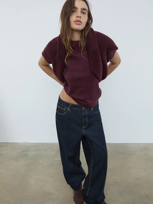 Stradivarius Podstawowa koszulka regular, miękka w dotyku  Purpurowy