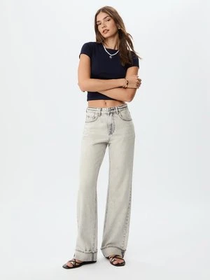 Stradivarius Podstawowa koszulka slim fit Morski