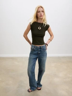 Stradivarius Koszulka basic z dekoltem łódka