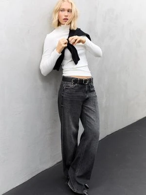 Stradivarius Koszulka basic z golfem  Ecru