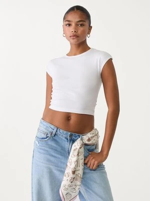 Stradivarius Podstawowy dopasowany crop top  Biały