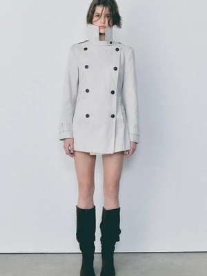 Stradivarius Podstawowy krótki trencz  Szary