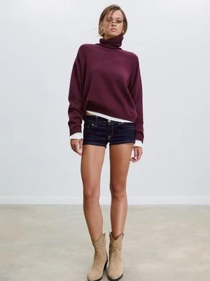 Stradivarius Sweter z golfem  BAKŁAŻANOWY