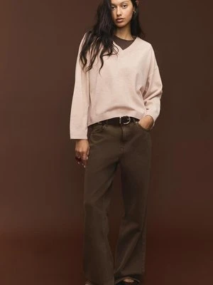 Stradivarius Podstawowy sweter z miękkiej dzianiny  Beżowy