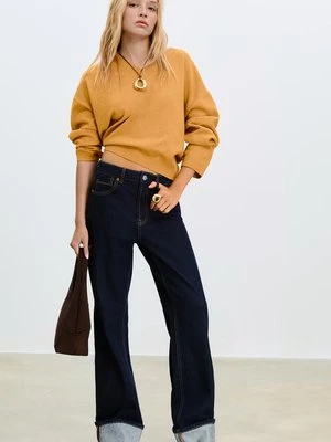 Stradivarius Podstawowy sweter z miękkiej dzianiny  Musztardowy