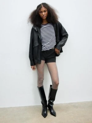 Stradivarius Podstawowy T-shirt regular fit okrągły dekolt w paski  Czarny