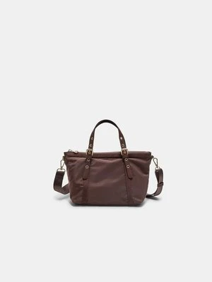 Stradivarius Łączona torebka na ramię mini shopper  Brązowy