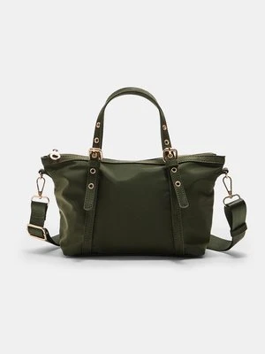 Stradivarius Łączona torebka na ramię mini shopper  Khaki