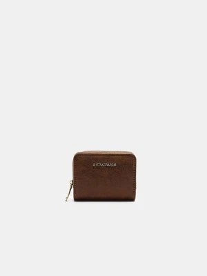Stradivarius Portfel na karty z zamkiem błyskawicznym, imitacja zamszu  Brązowy