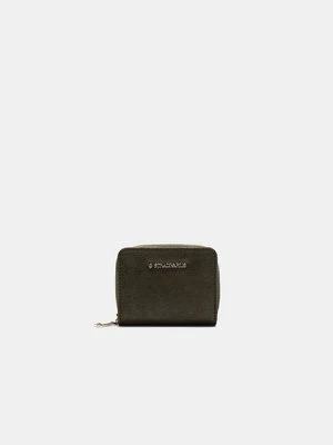 Stradivarius Portfel na karty z zamkiem błyskawicznym, imitacja zamszu  Khaki